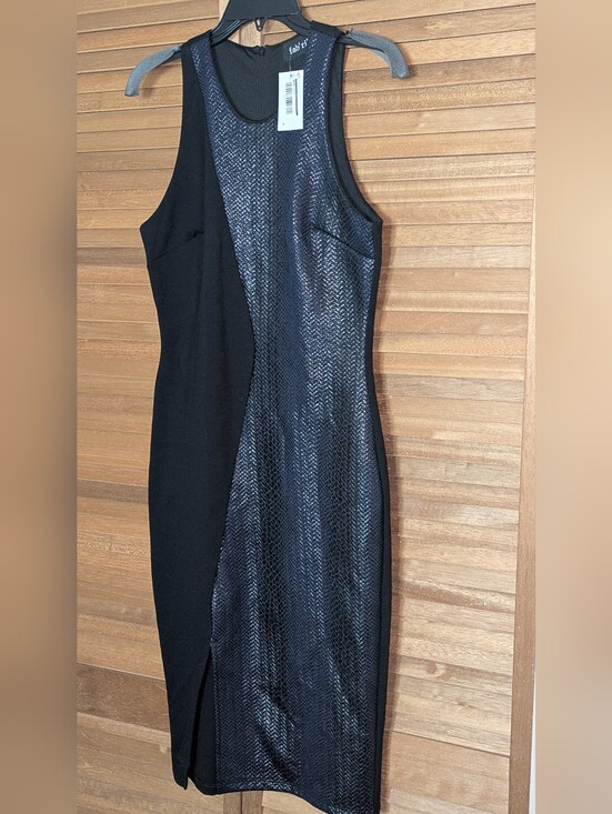 fab'rik Dresses & Skirts - Fab'rik Sleeveless Black Sheath Dress with Textured Panel NWT